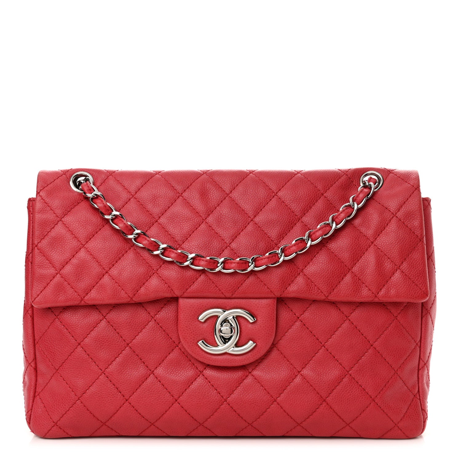 Chanel Washed Caviar Quilted Maxi Single Flap Fuchsia 1 of 12
