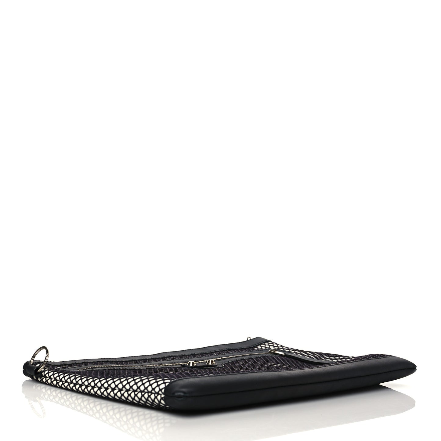 Nylon Mesh Lambskin Classic Silver Hardware Large Clip White Black