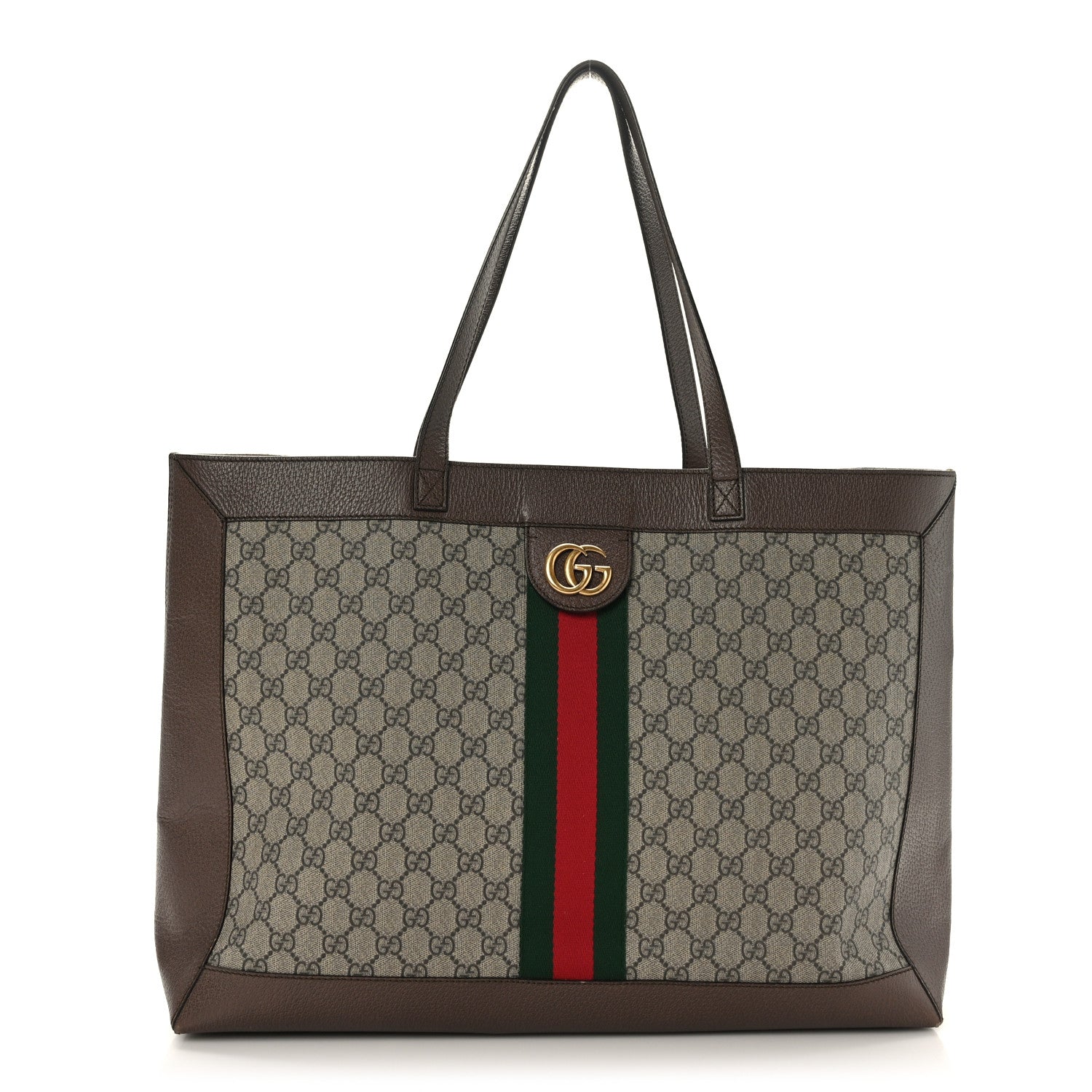 Gucci GG Supreme Monogram Web Ophidia Tote Brown 1 of 10
