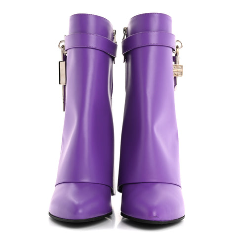 Calfskin Shark Lock Ankle Boots 39 Ultraviolet