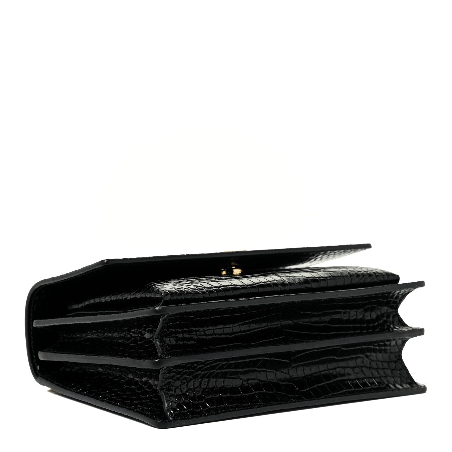 Saint Laurent Calfskin Crocodile Embossed Medium Monogram Sunset Black 4 of 14