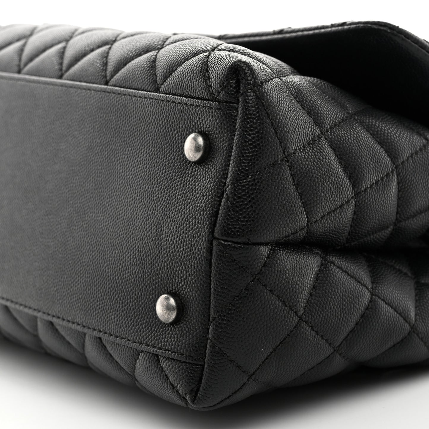 Caviar Lizard Embossed Quilted Small Coco Handle Flap Black