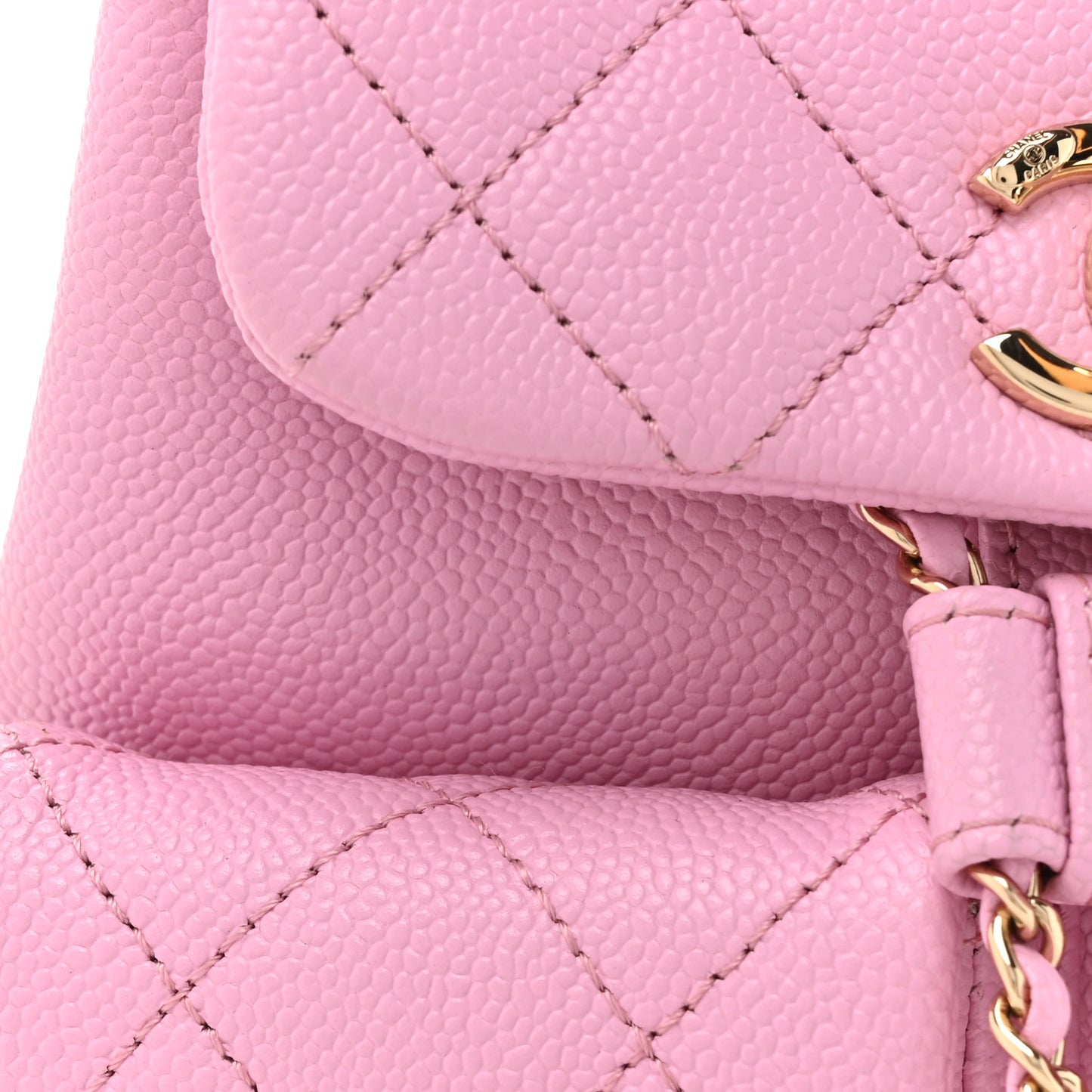 Shiny Caviar Quilted Small Duma Pockets Drawstring Backpack Lilac