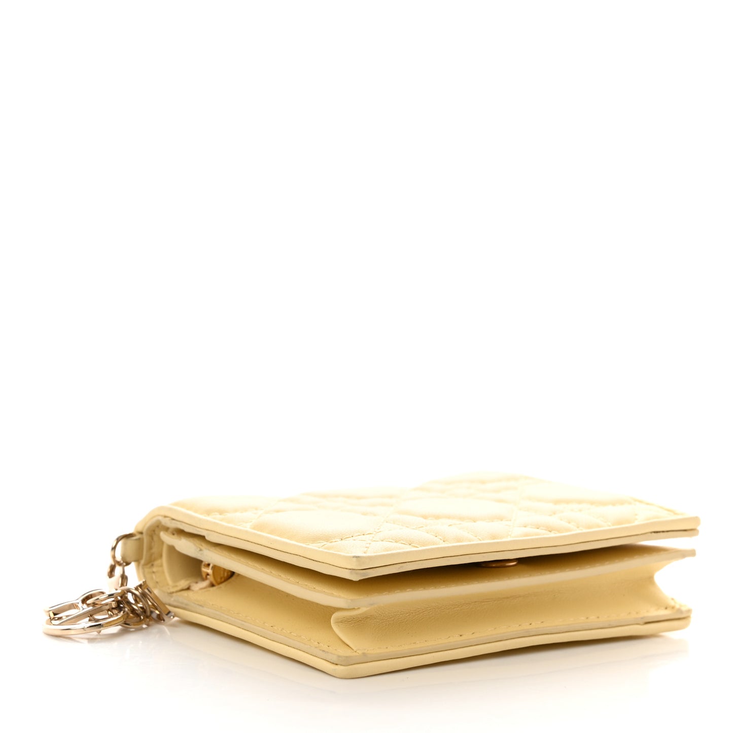Lambskin Cannage Mini Lady Dior Wallet Soft Yellow