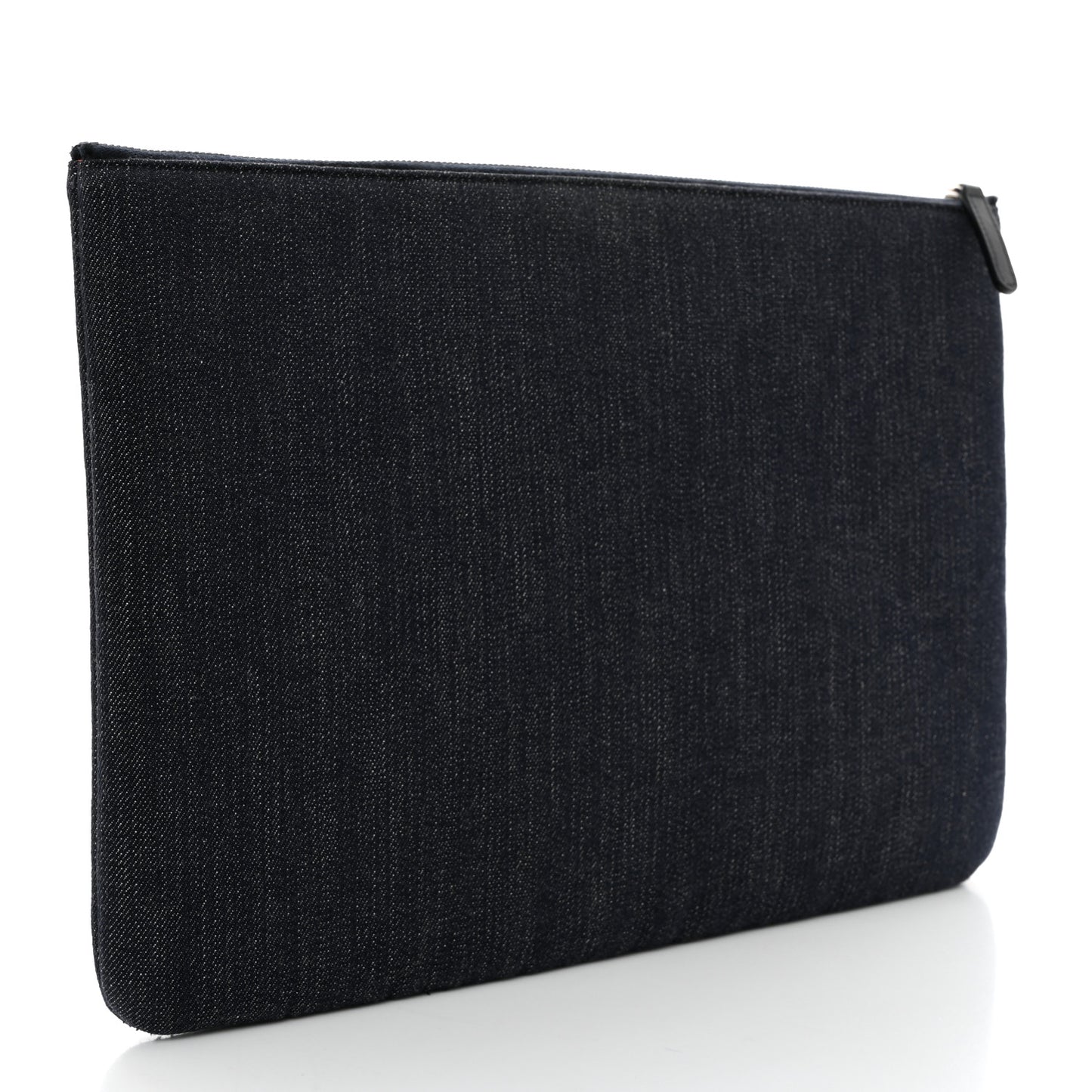 Denim Large Deauville Pouch Clutch Blue Orange