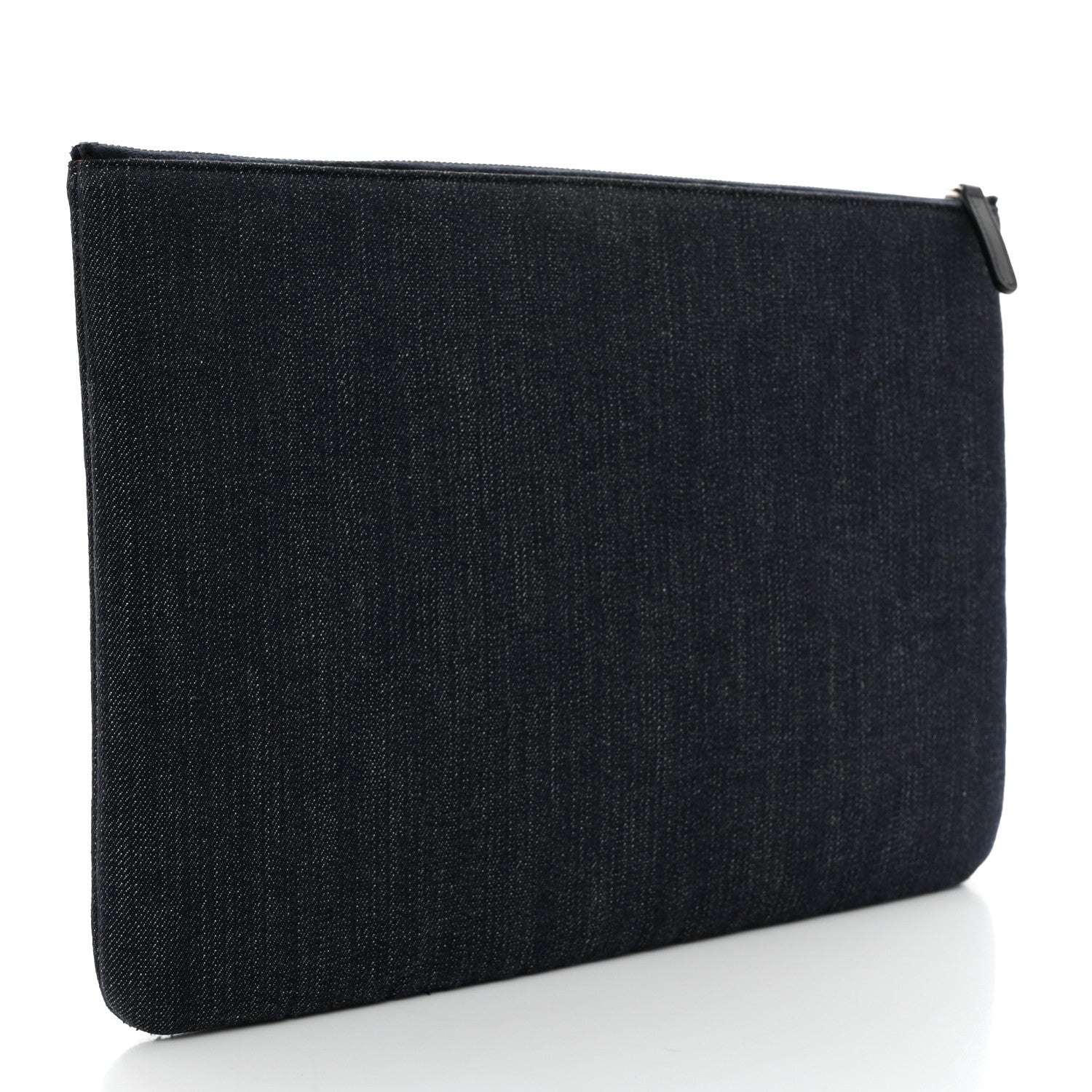 Chanel Denim Large Deauville Pouch Clutch Blue Orange 3 of 8
