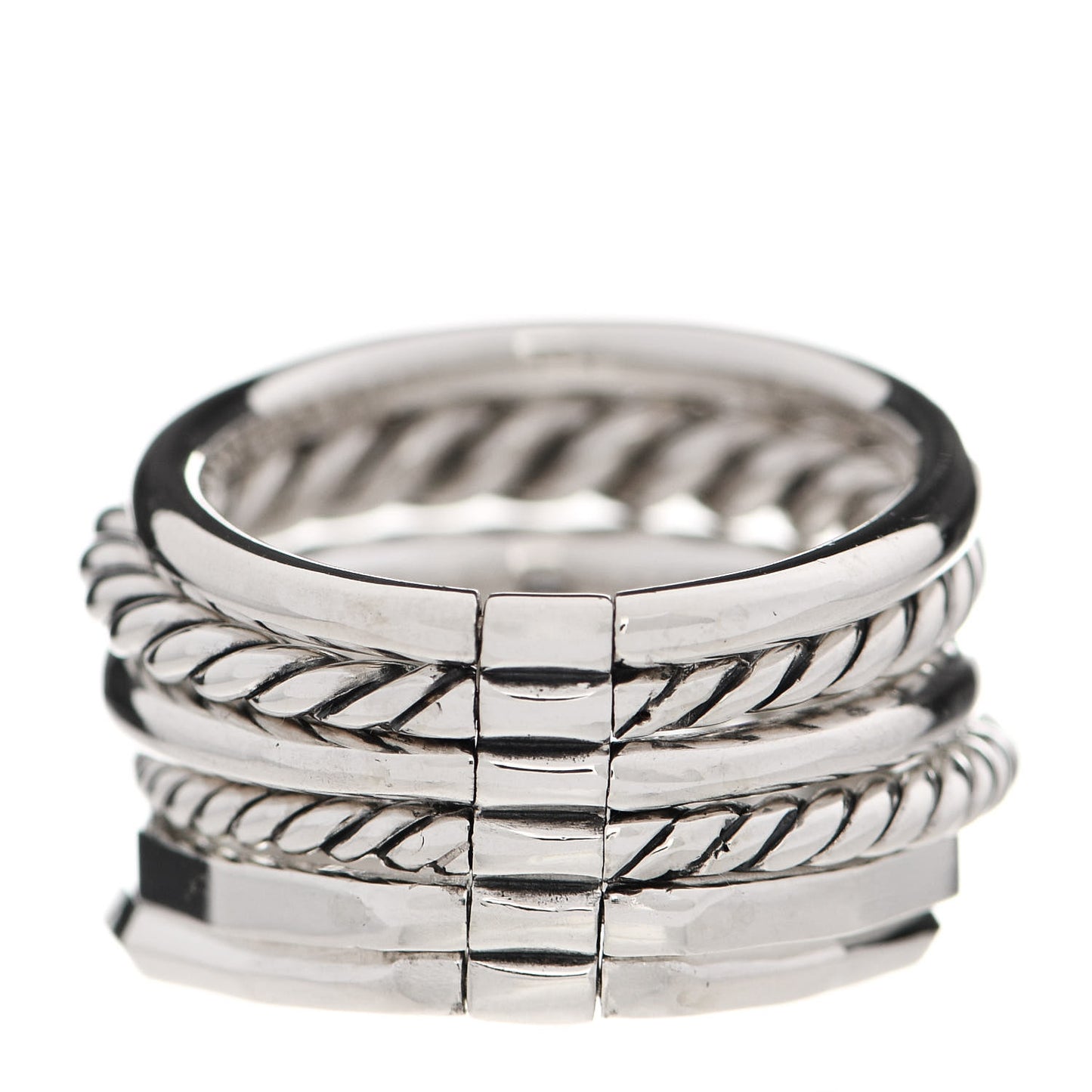 Sterling Silver Diamond 16mm Stax Wide Stacked Ring 52 6