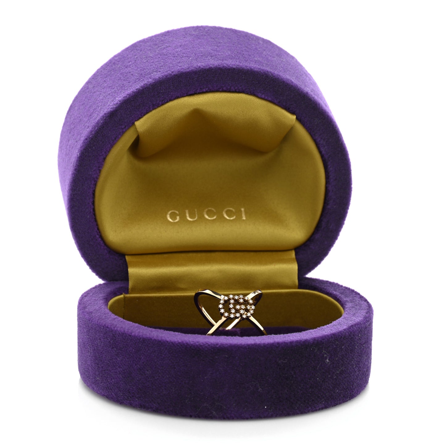 18K Yellow Gold Diamond Running G Cross Ring 50 5.5
