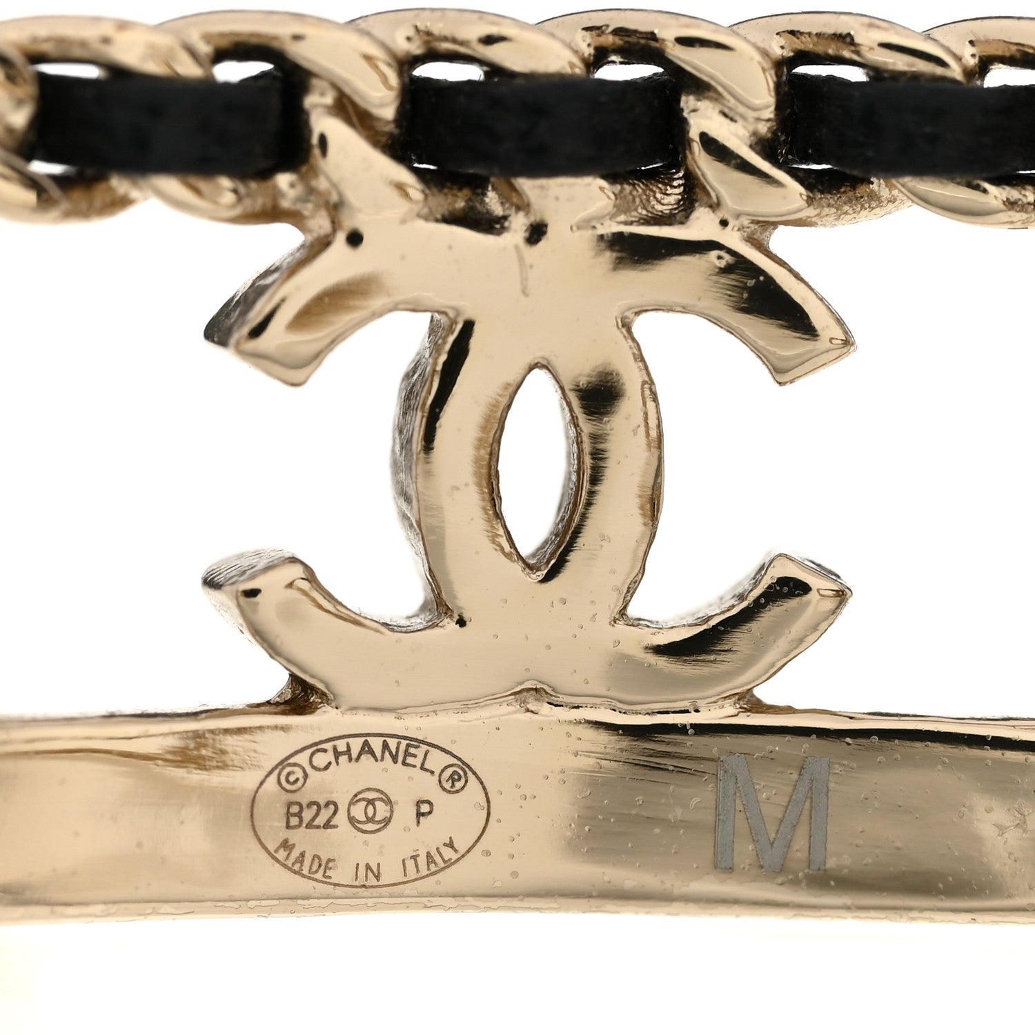 Chanel Metal Lambskin Chain CC Bracelet M Gold 4 of 5