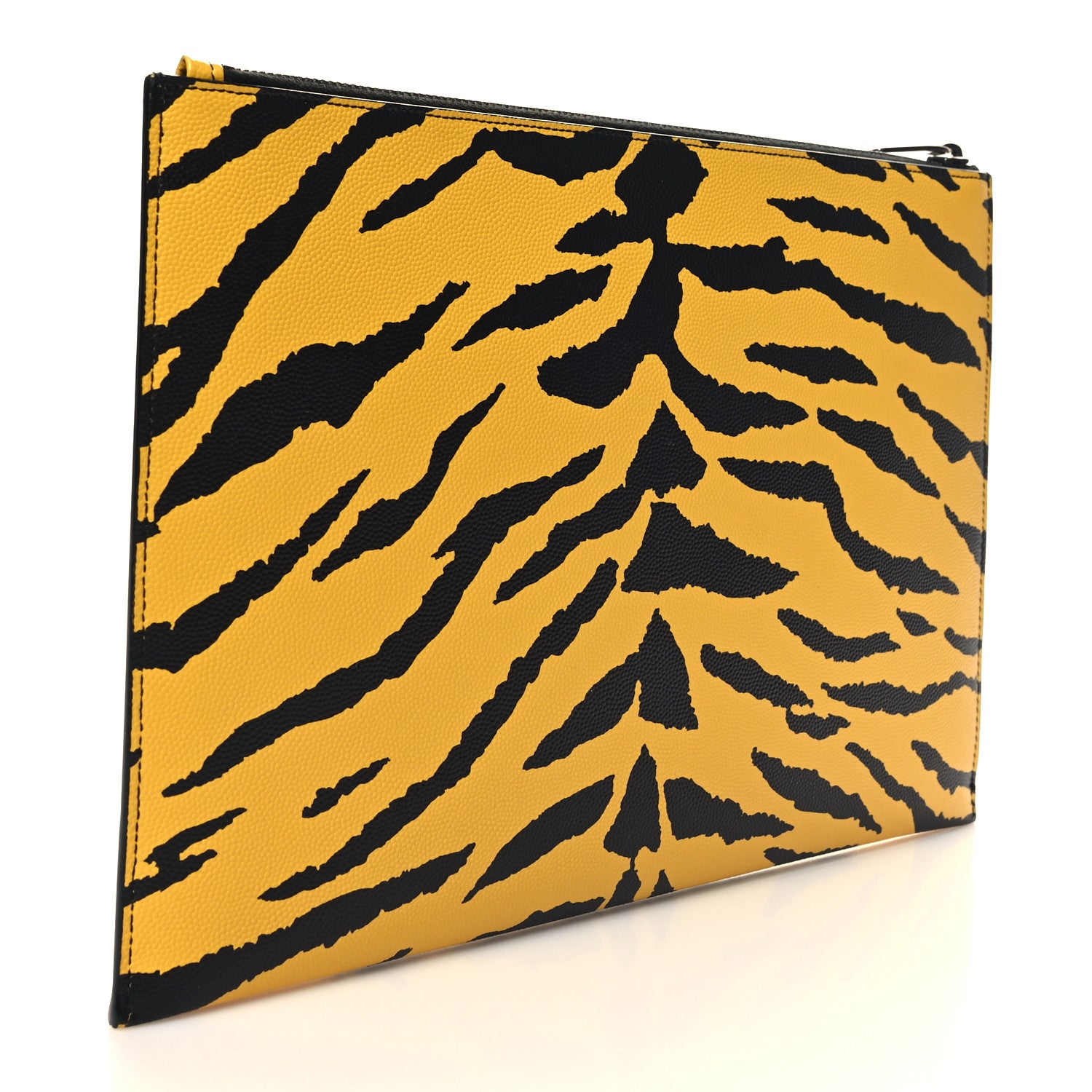 Saint Laurent Grain De Poudre Zebra Print Zipped Tablet Holder Yellow Black 3 of 10