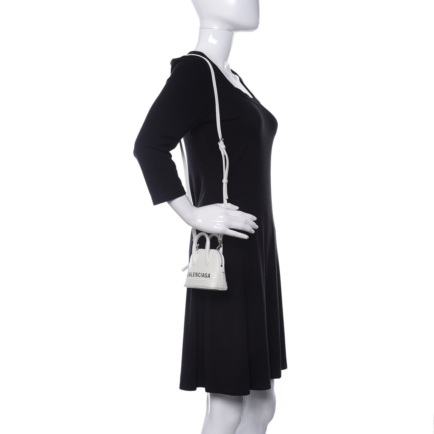 Grained Calfskin Logo Mini Ville Top Handle Bag White Black