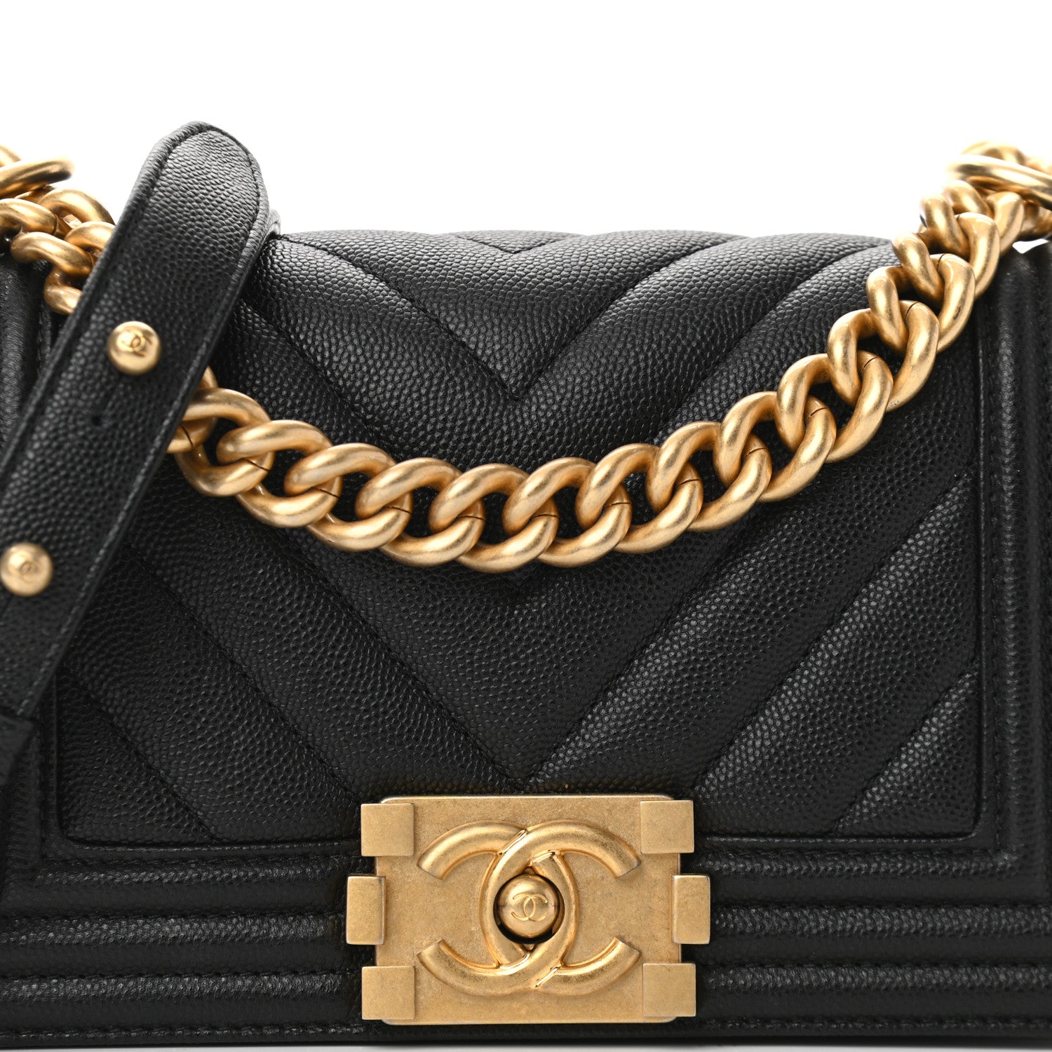 Chanel Caviar Chevron Quilted Small Boy Flap Black 8 of 11