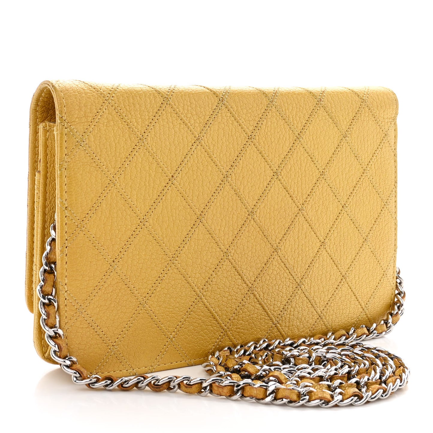 Caviar Quilted Wallet on Chain WOC Yellow