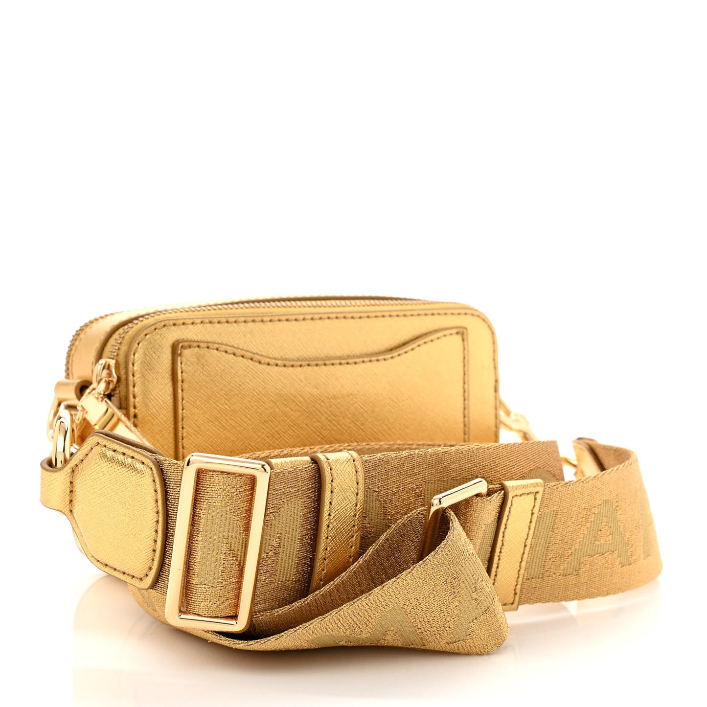 Metallic Saffiano Small Snapshot Camera Bag Gold