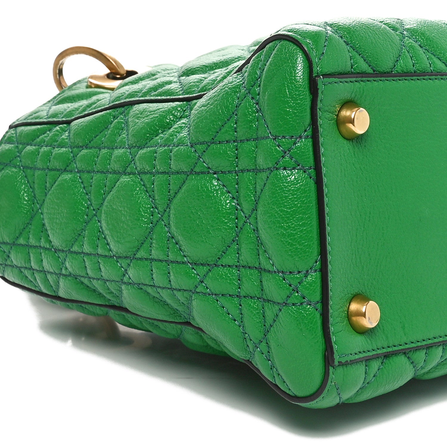 Christian Dior Grained Calfskin Cannage Medium Supple Lady Dior Green 9 of 10