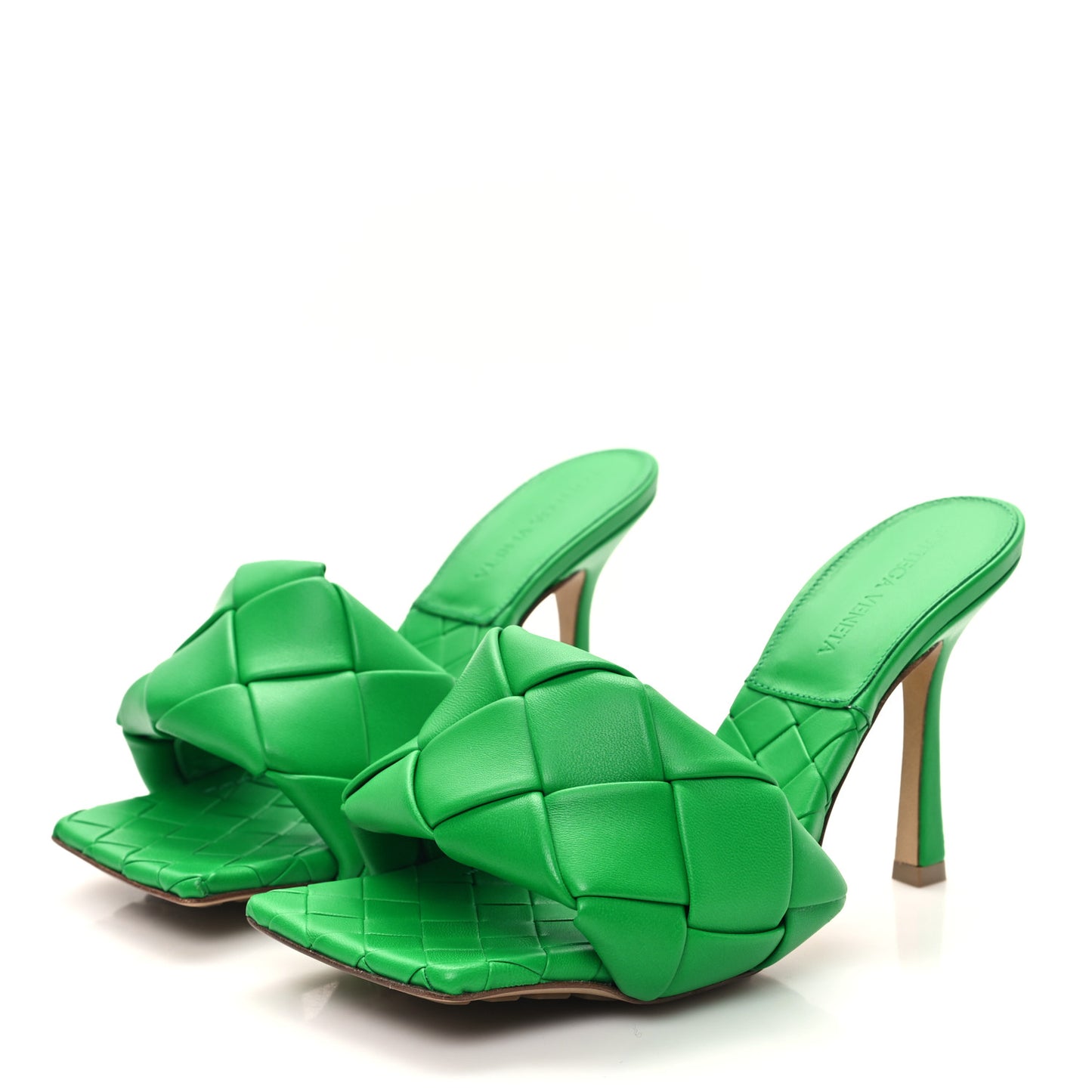 Nappa Maxi Intrecciato Lido 90mm Mule Sandals 37 Grass