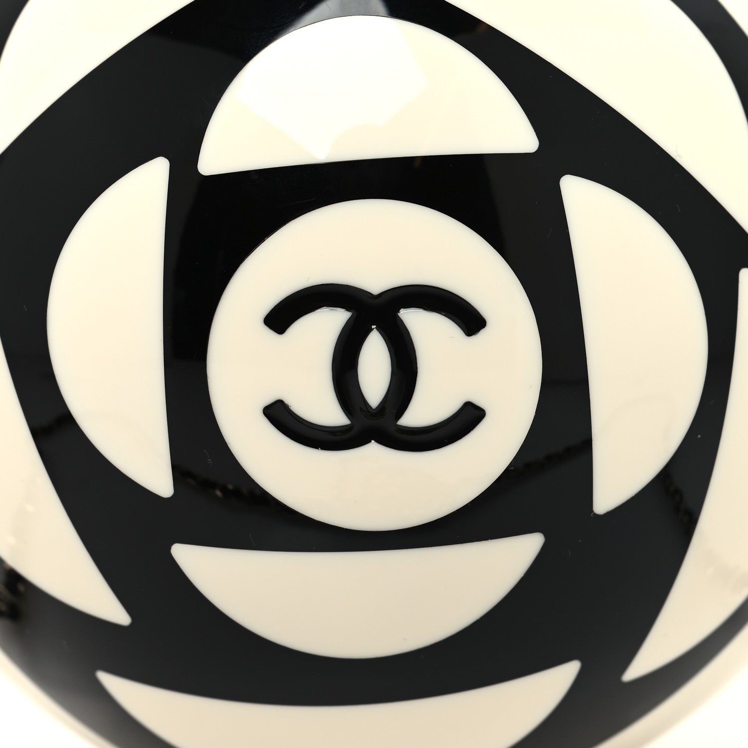 Chanel Resin Plexi CC Round Camellia Minaudiere Clutch Black White 9 of 12