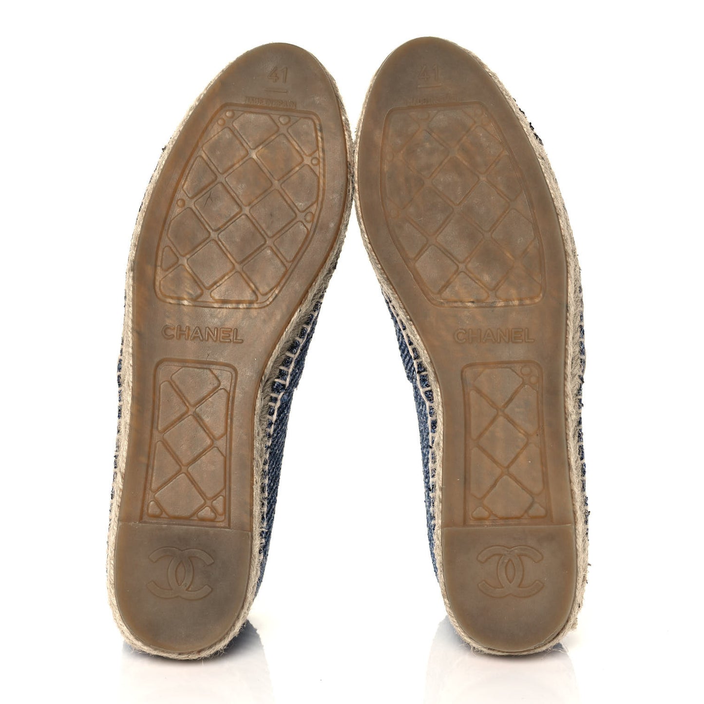 Cotton Tweed CC Espadrilles 41 Blue Ecru Black