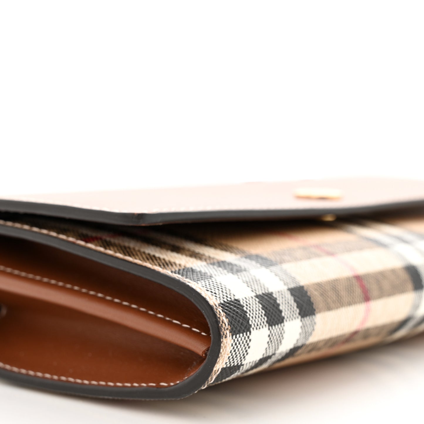 Calfskin Vintage Check Wallet With Detachable Strap Archive Beige Tan