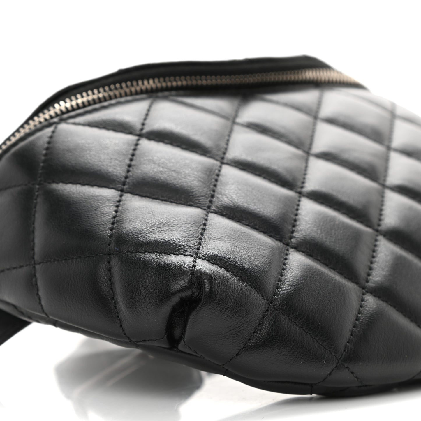 Calfskin Quilted Waist Belt Bag Black
