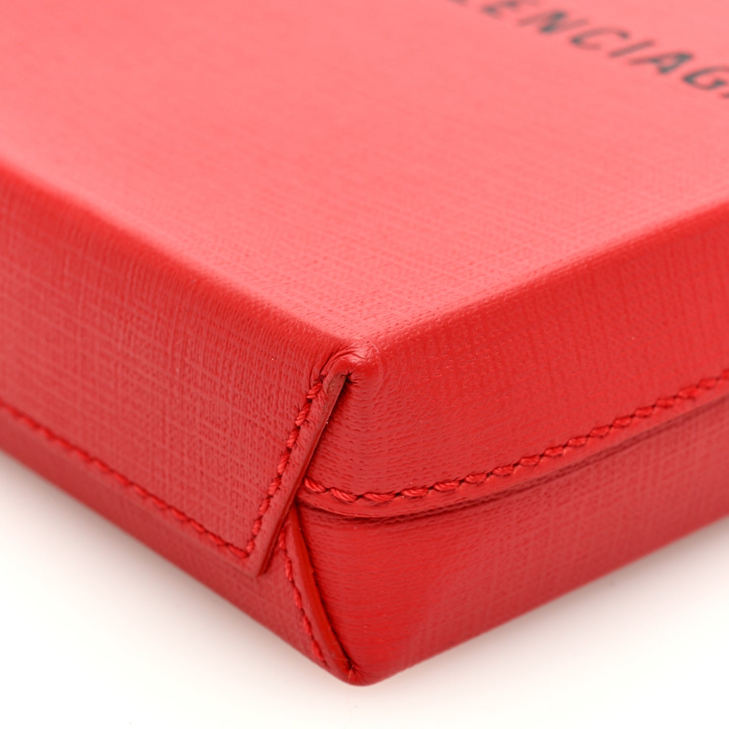 Squared Calfskin Logo Shopping Phone Holder Bag Red