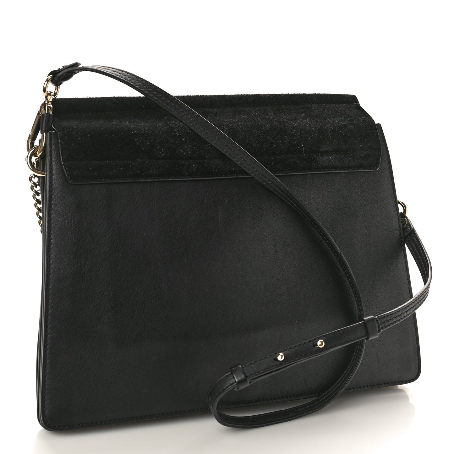 Suede Calfskin Medium Faye Shoulder Bag Black
