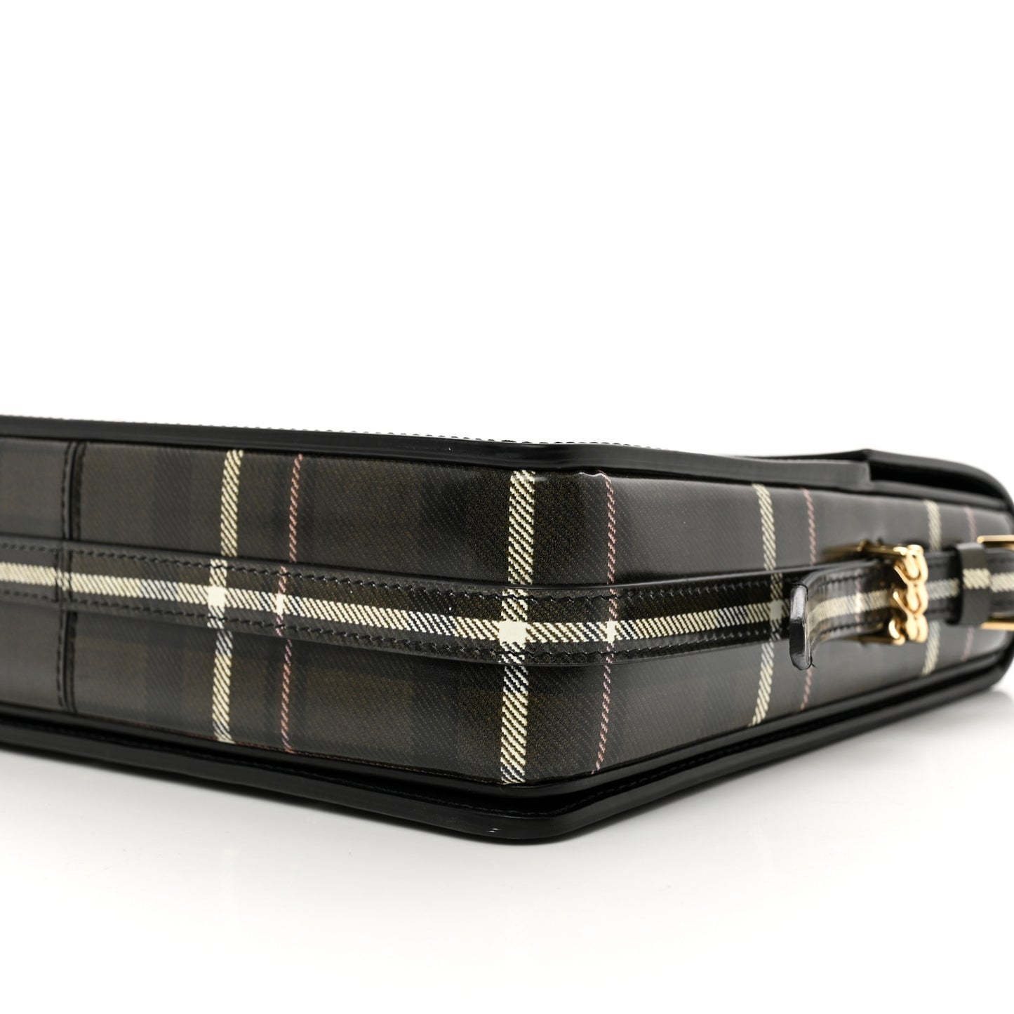 Calfskin Tartan Print Large Grace Bag Dark Green