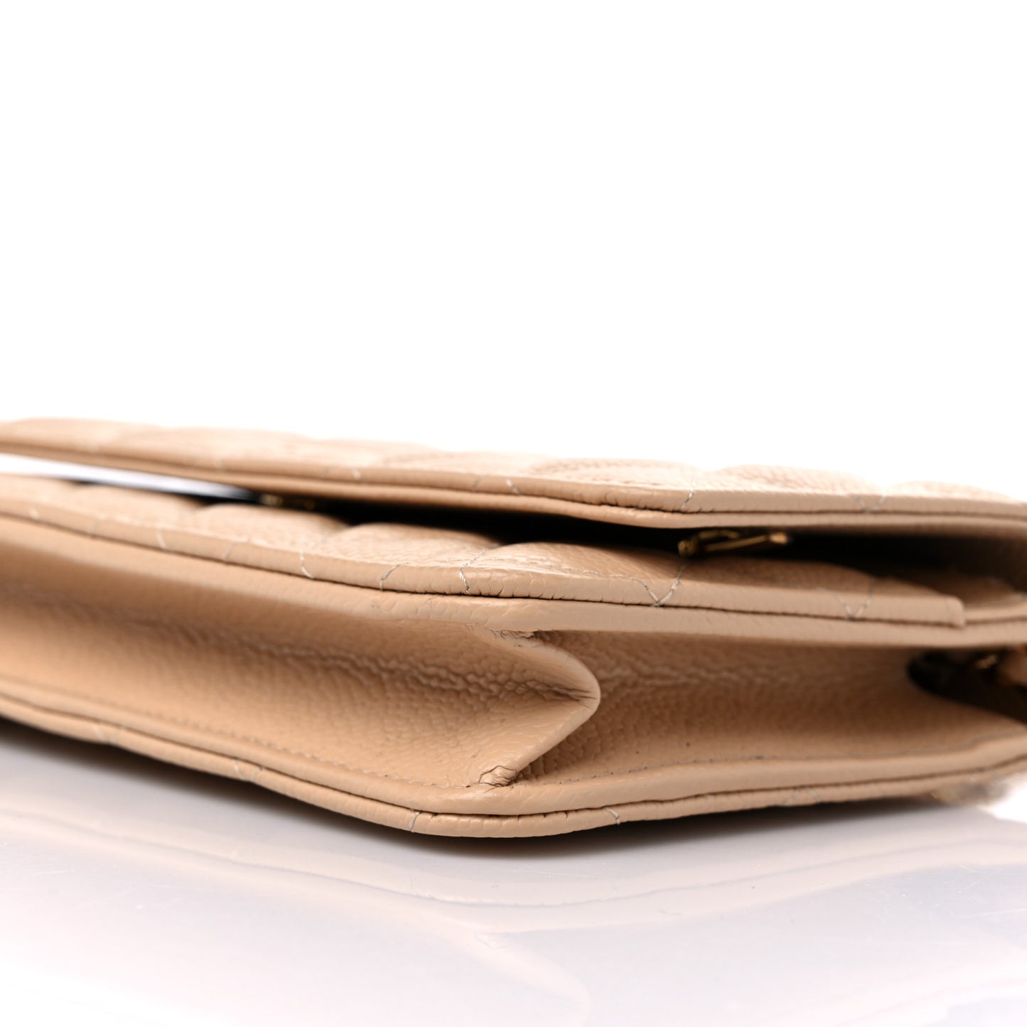Caviar Quilted Wallet On Chain WOC Beige