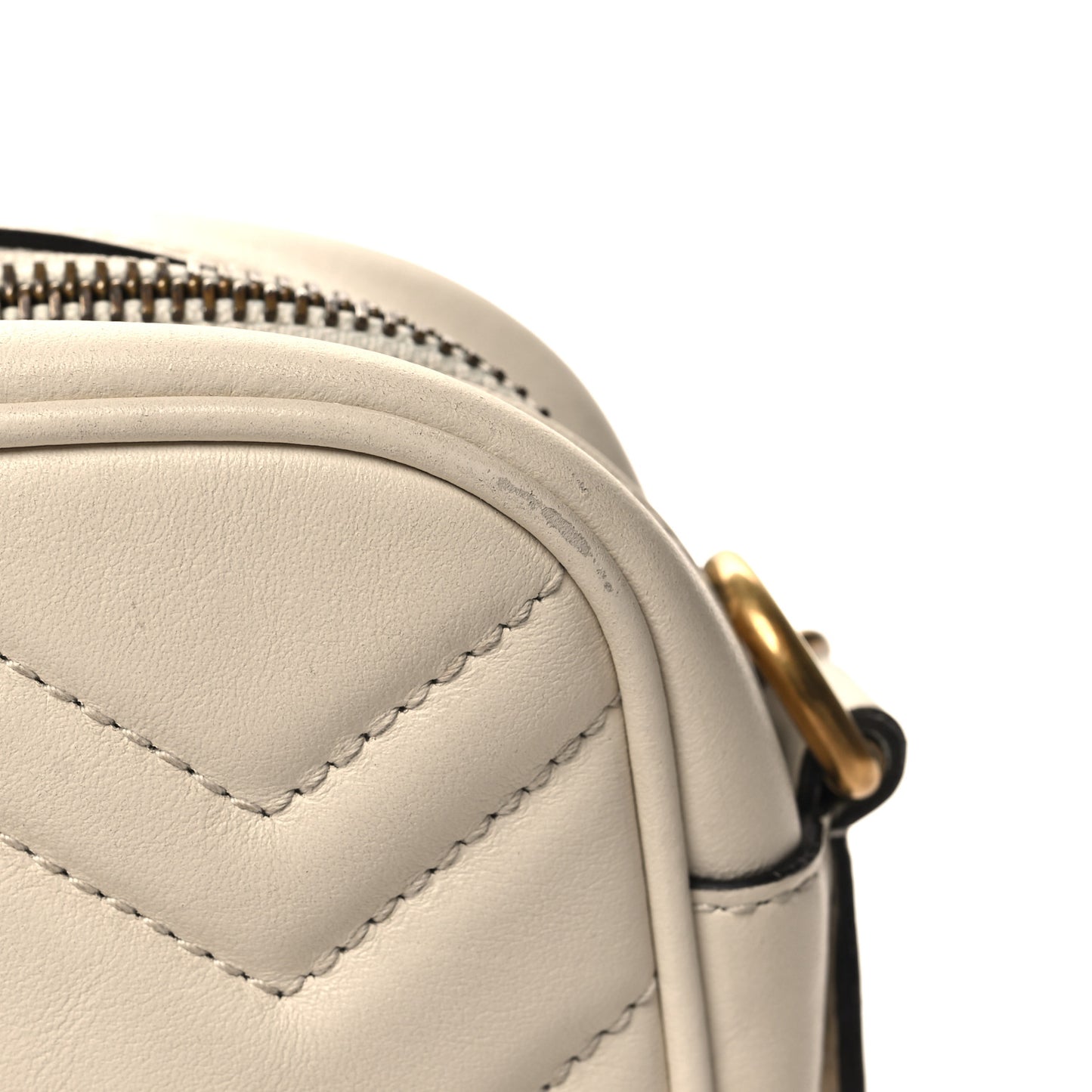Calfskin Matelasse Mini GG Marmont Chain Shoulder Bag White
