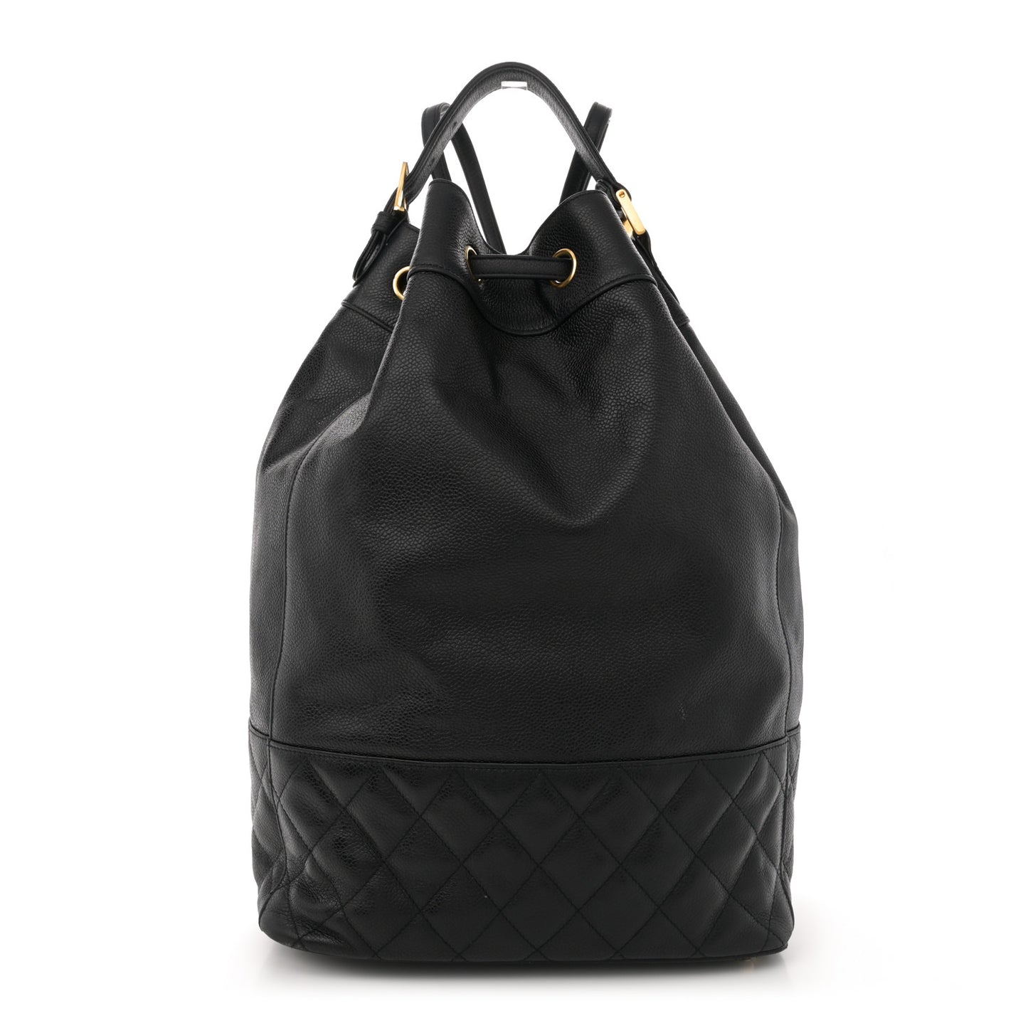 Caviar Quilted Drawstring Backpack Black