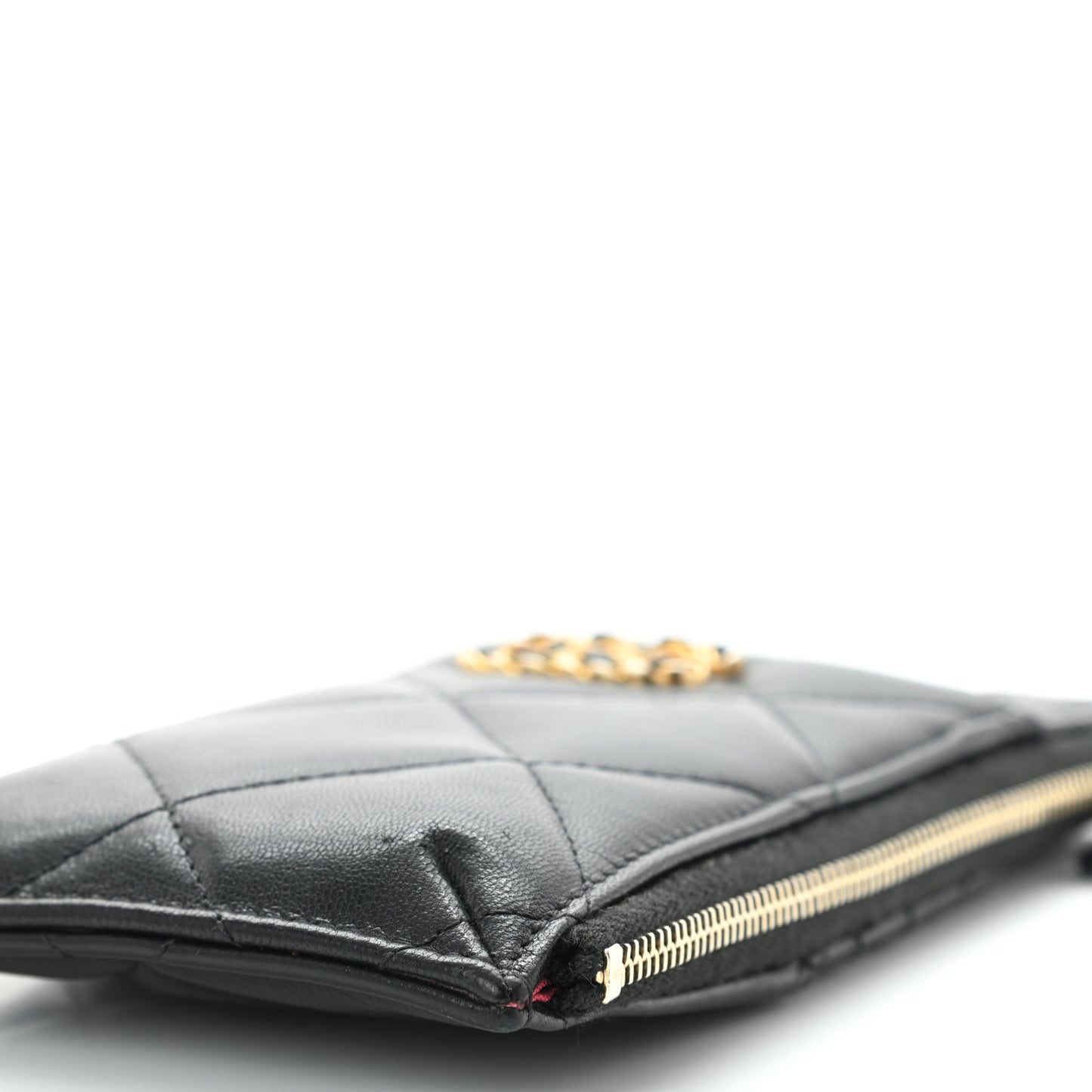 Lambskin Quilted Chanel 19 Phone and Card Holder Black