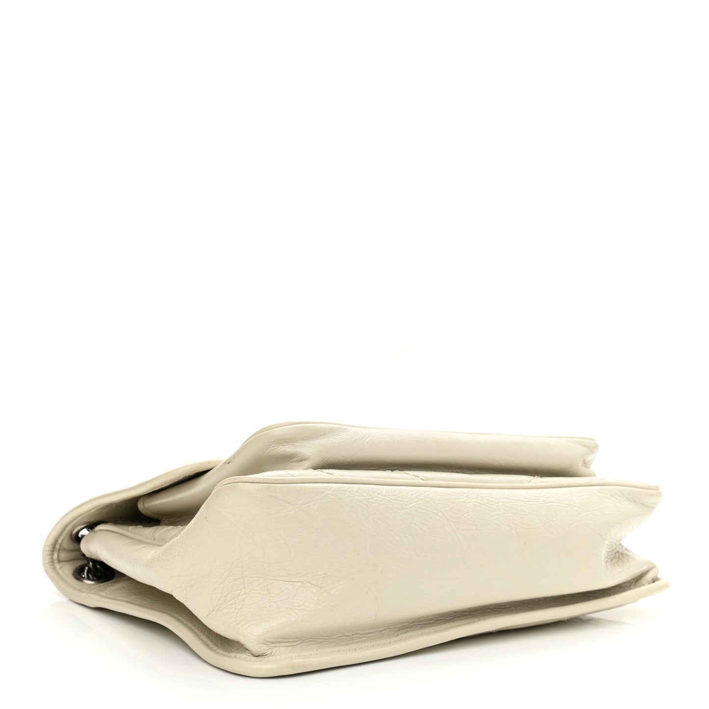 Crinkled Calfskin Matelasse Monogram Medium Niki Chain Satchel Ivory