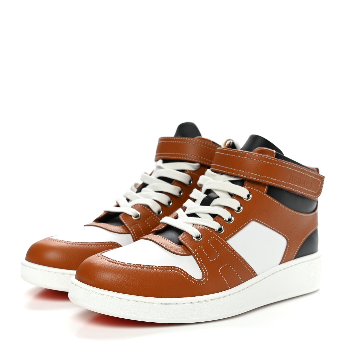 Calfskin Epsom Mens High Top Freestyle Sneakers 39.5 Naturel Multicolore
