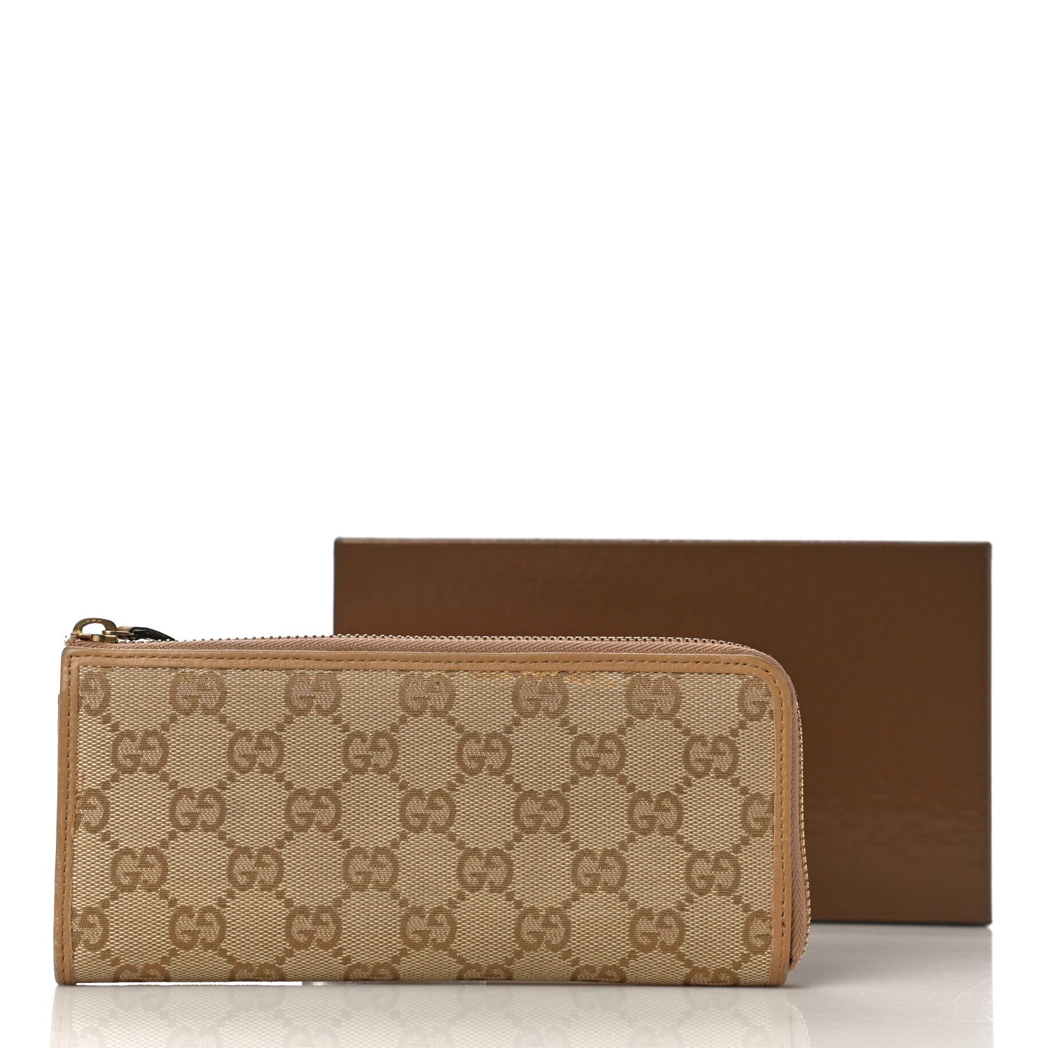 Gucci Calfskin Monogram Zip Around Wallet Tan 10 of 10