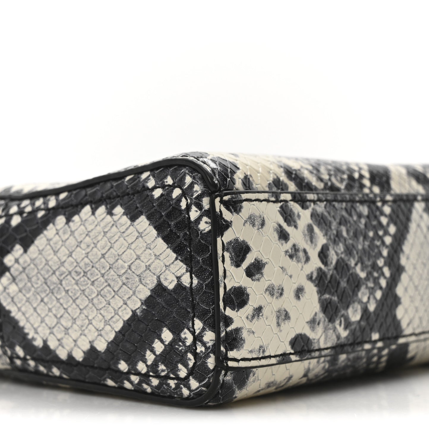 Calfskin Snakeskin Embossed Shutter Camera Crossbody Bag Black White