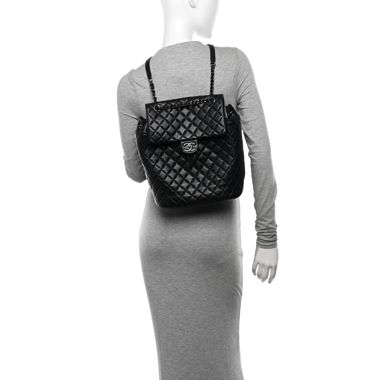 Lambskin Quilted Large Urban Spirit Backpack Black