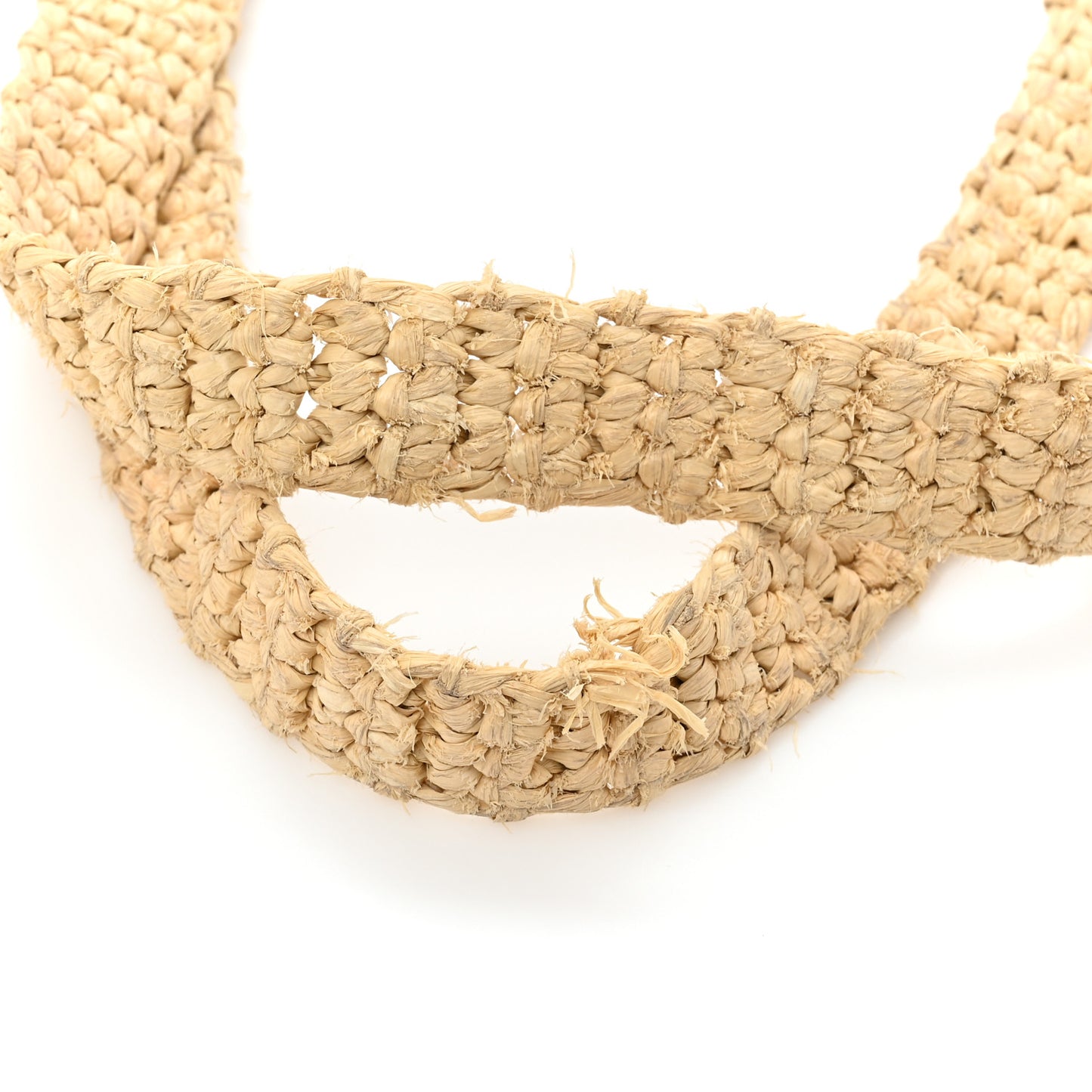 Yarn Raffia Effect Crochet Logo Embroidered Tote Bag Naturale