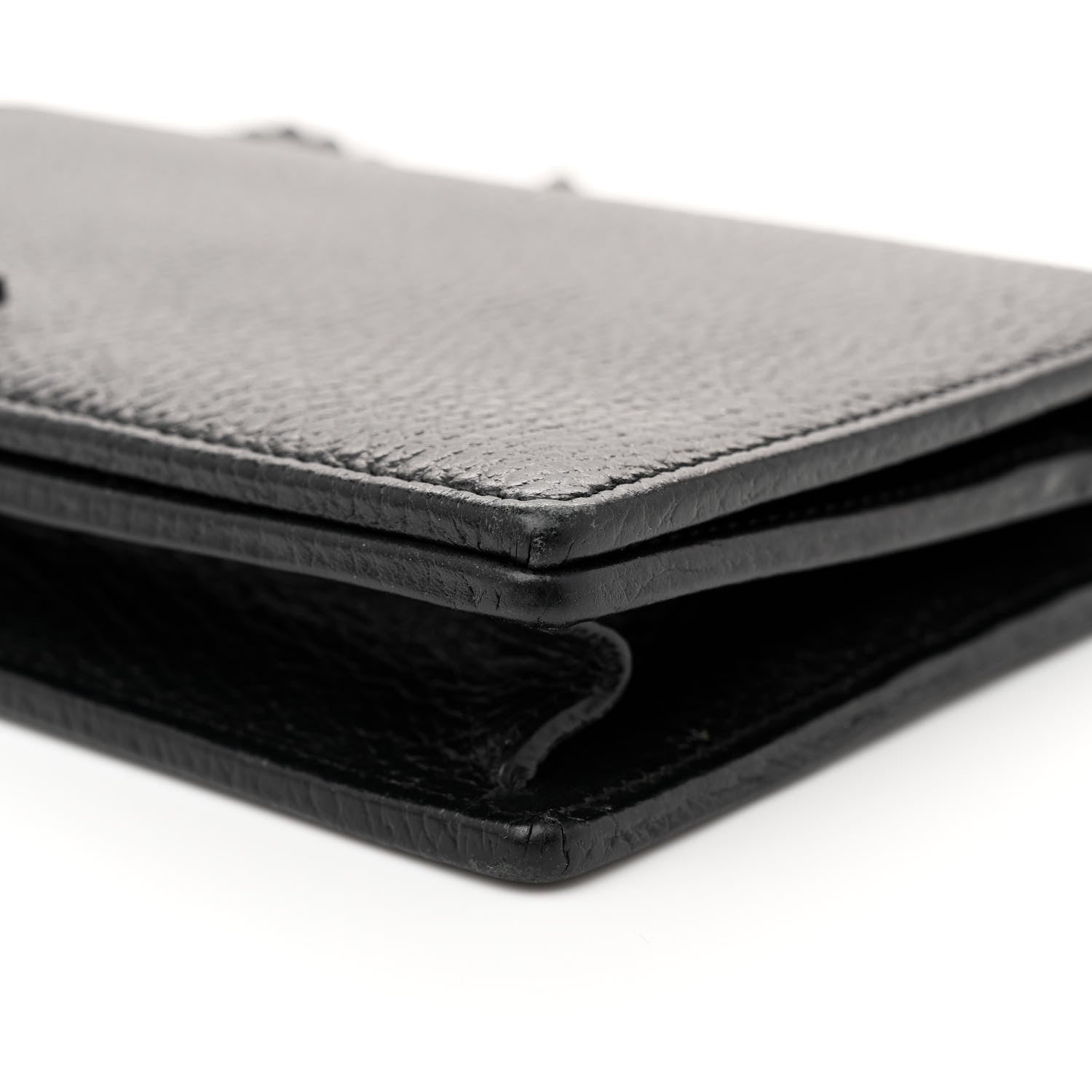 Gucci Dollar Calfskin Enamel Monochrome Mini GG Marmont Chain Wallet Black 9 of 11