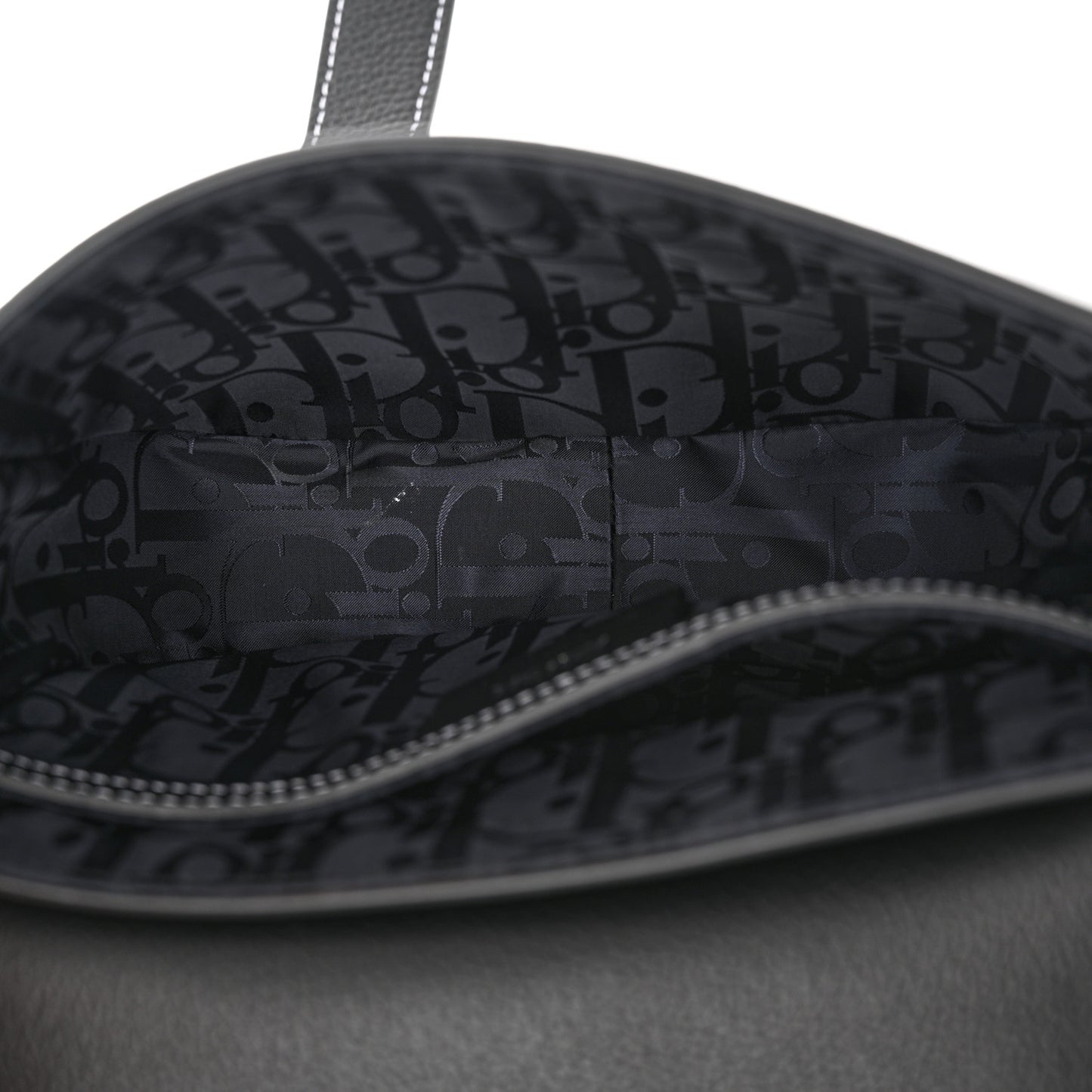 Grained Calfskin Saddle Pouch With Strap Black