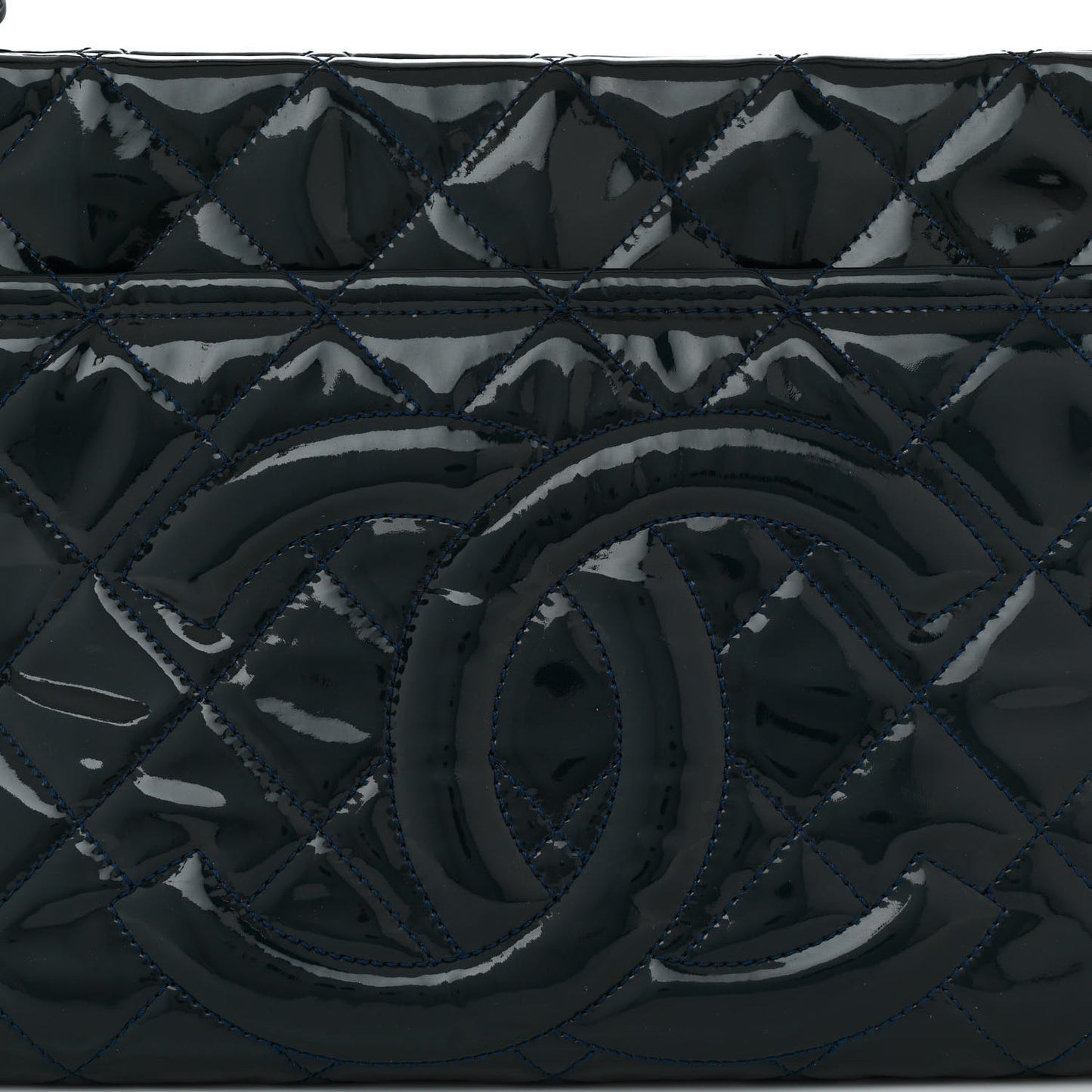 Patent Quilted Timeless CC Soft Tote Blue