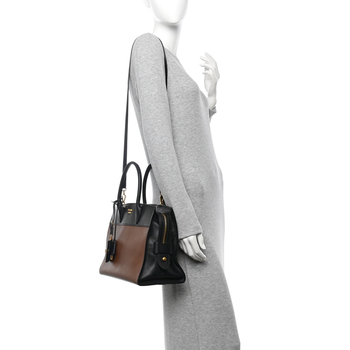 Saffiano City Calfskin Medium Esplanade Tote Palissandro Black