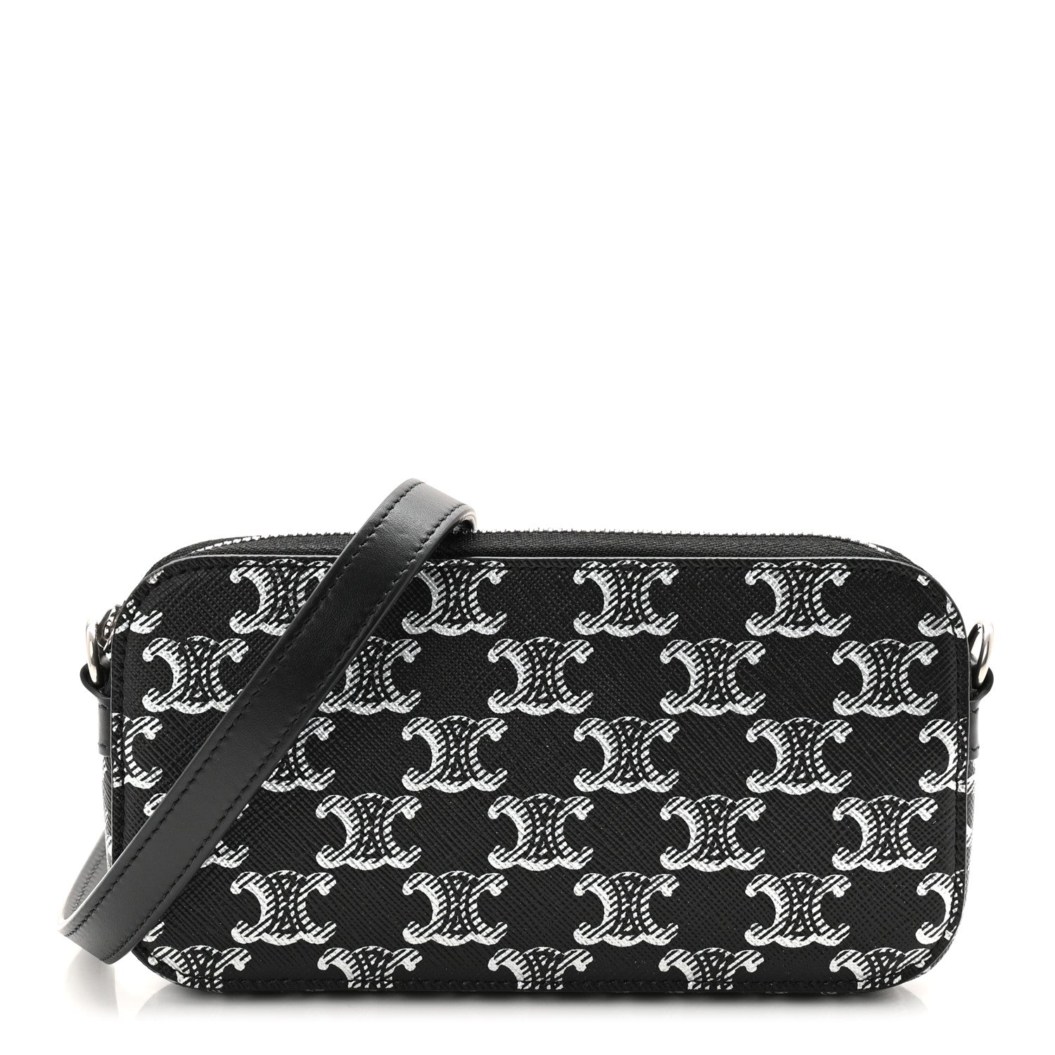 Celine Triomphe Canvas Horizontal Pouch Silver Black 1825940