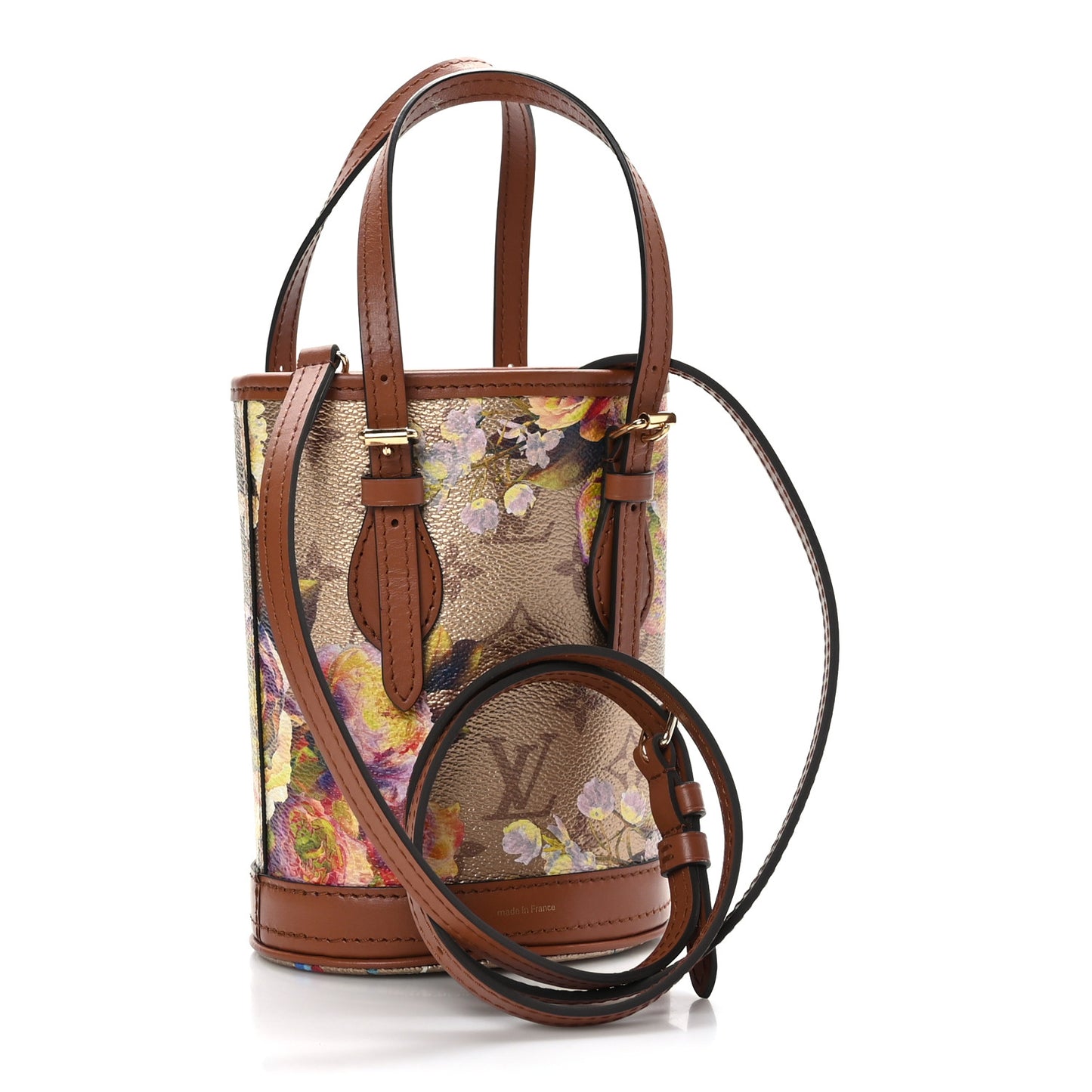 Metallic Monogram LV Garden Nano Bucket Bag Gold