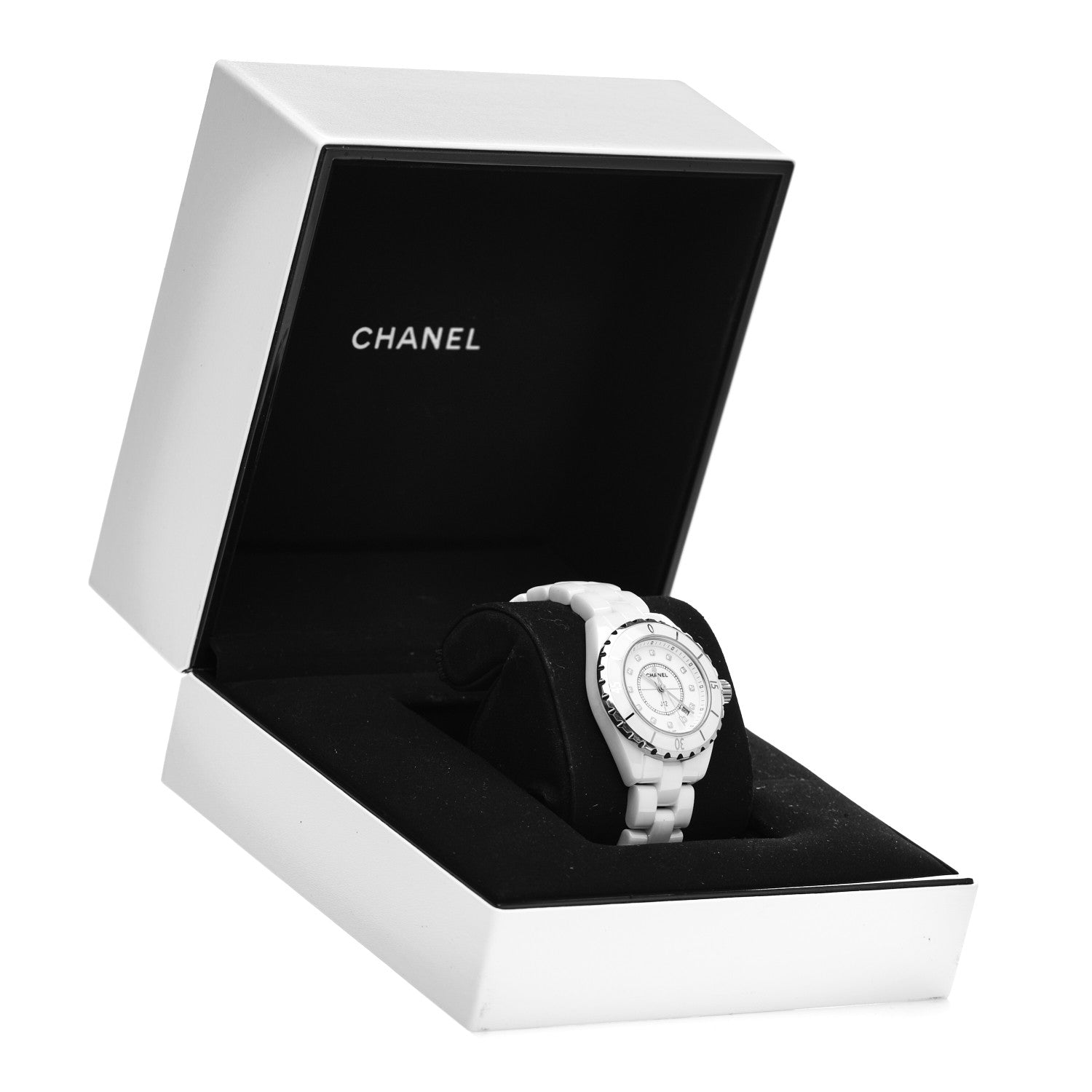 Chanel Stainless Steel Ceramic Diamond 33mm J12 Quartz Watch White 5 of 5