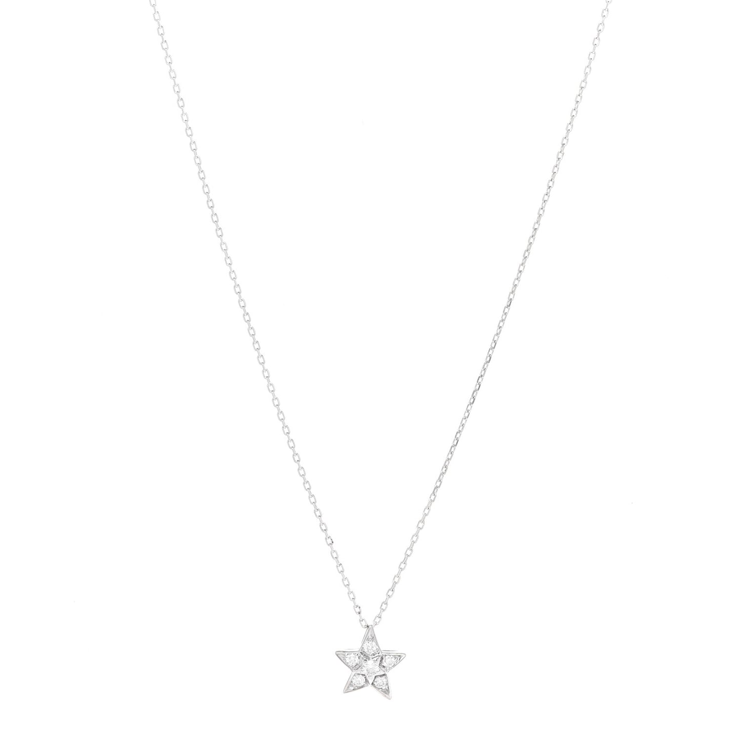 18K White Gold Diamond Small Comete Geode Pendant Necklace