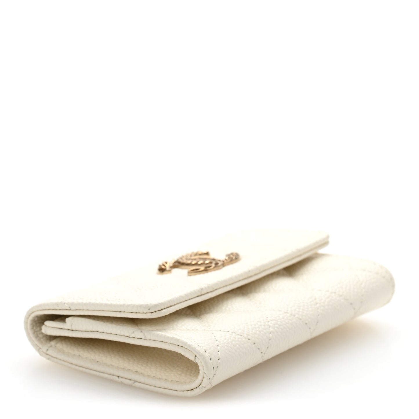 Caviar Quilted Multi Chain CC Flap Card Holder White
