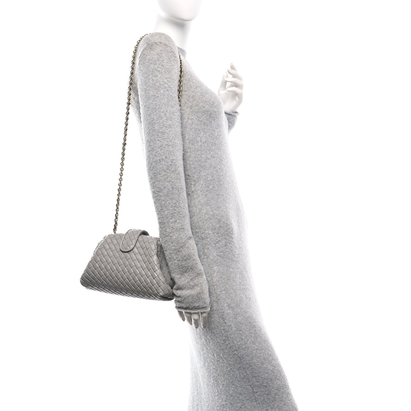 Nappa Intrecciato Small The Lauren 1980 Clutch With Chain Sterling