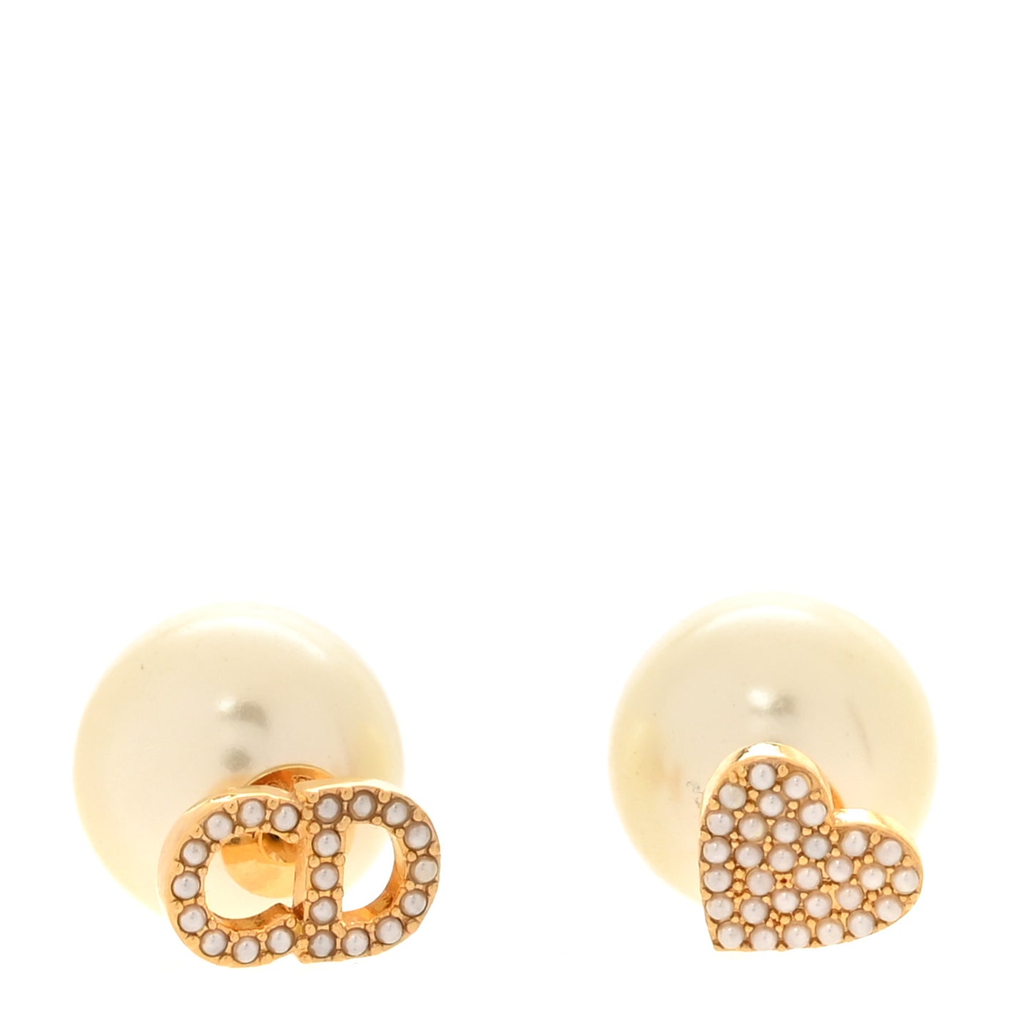 Pearl Heart Tribal CD Earrings Gold