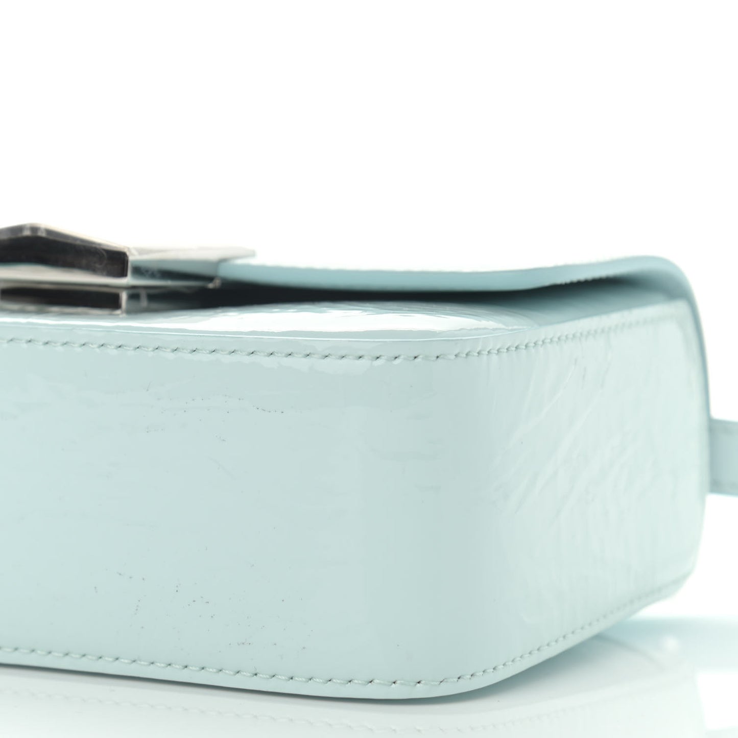 Patent Textured Goatskin Mini 4G Crossbody Sky Blue
