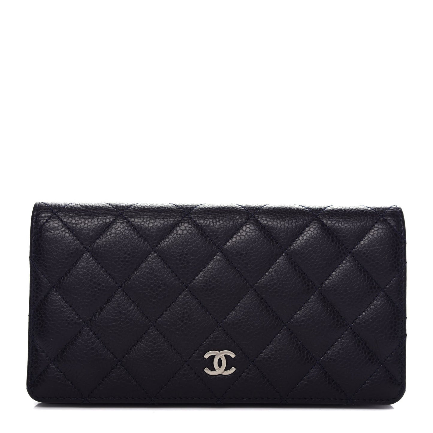 Caviar Quilted Yen Wallet Dark Blue